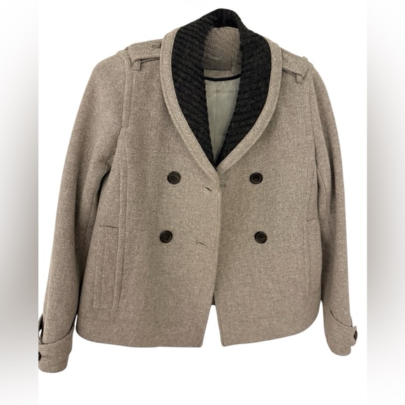 J.Crew Stadium Cloth Wool Coat Gray Double Breasted 2 - Picture 1 of 10